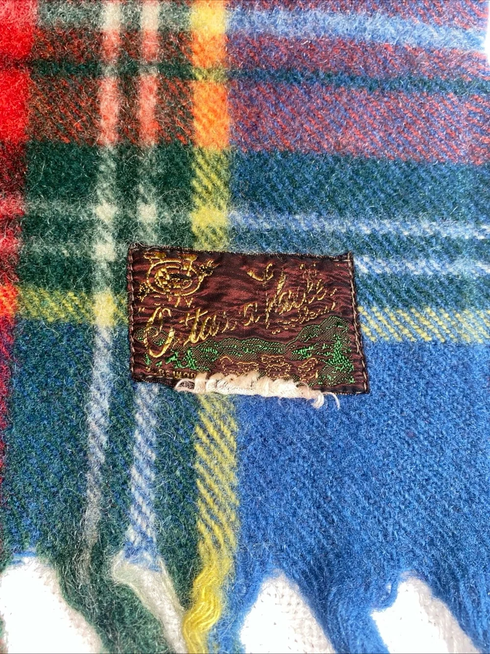 Vintage Ottawa Valley 100% Wool Blanket Red Plaid 56” x 62” Incl Fringe -AA17